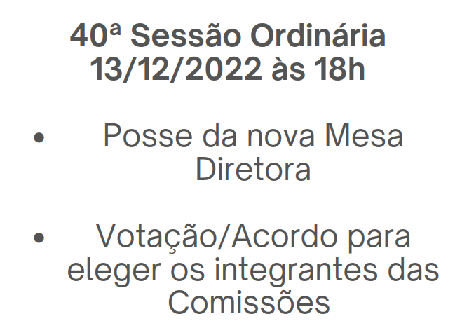 Câmara realiza última Sessão Ordinária do ano nesta terça-feira